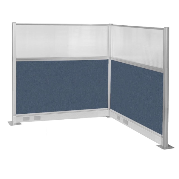 Pre-Configured Hush Panel Electric Cubicle (L Shape) 6' x 6' W/ Window Ocean Fabric